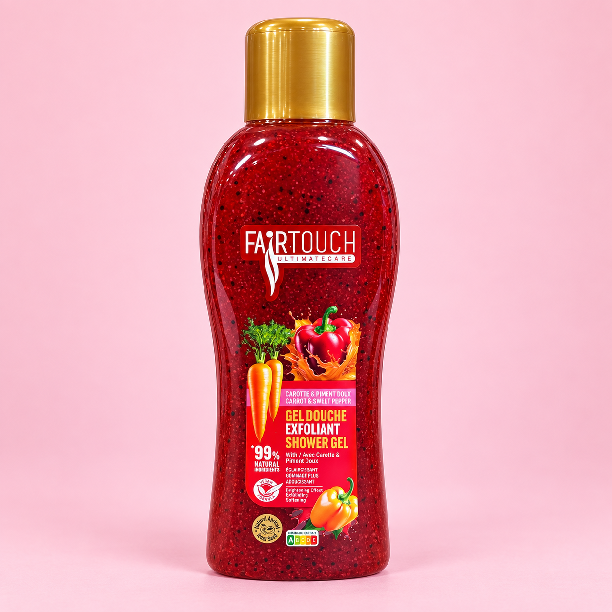 Fairtouch Carotte &amp; Piment Doux gel douche exfoliant 1L
